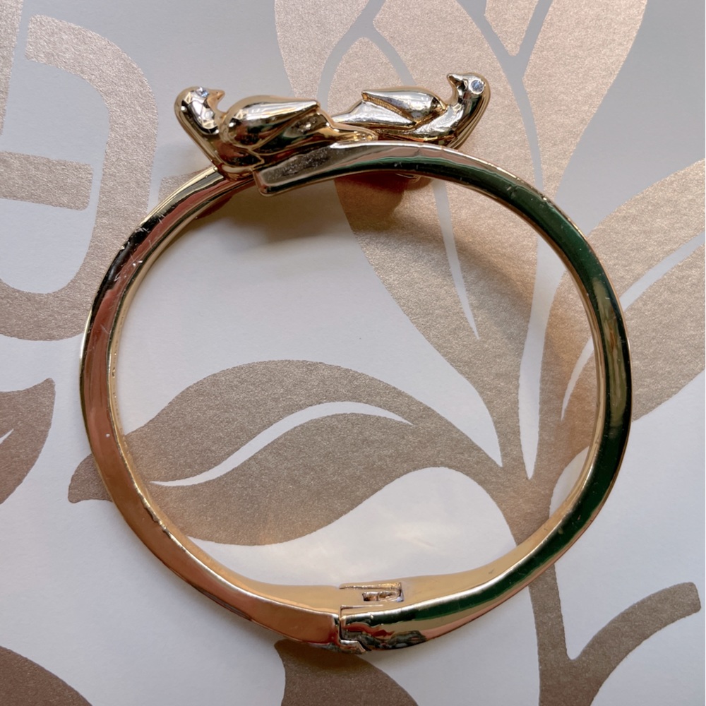 Kate Spade New York Doves Birds Gold Hinged Bangle Bracelet
